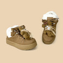 Snuggle Bear Kawaii Sherpa Brown Mid Top Shoes - Women's Bear Bobo's House 