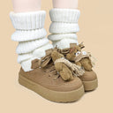 Snuggle Bear Kawaii Sherpa Brown Mid Top Shoes - Women's Bear Bobo's House 