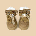 Snuggle Bear Kawaii Sherpa Brown Mid Top Shoes - Women's Bear Bobo's House 