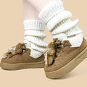 Snuggle Bear Kawaii Sherpa Brown Mid Top Shoes - Women's Bear Bobo's House 