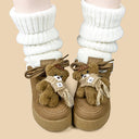 Snuggle Bear Kawaii Sherpa Brown Mid Top Shoes - Women's Bear Bobo's House 