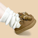 Snuggle Bear Kawaii Sherpa Brown Mid Top Shoes - Women's Bear Bobo's House 