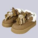 Snuggle Bear Kawaii Sherpa Brown Mid Top Shoes - Women's Bear Bobo's House US 5 | EU 35 