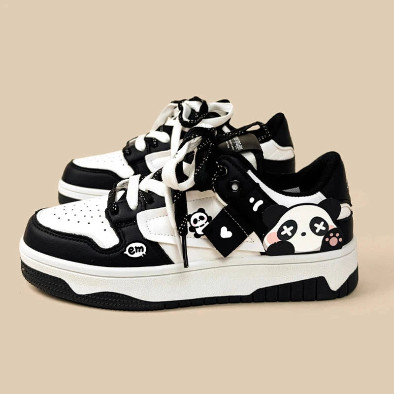 Sparkly Eyed Panda Chunky Black Shoes - Unisex Bobo's House M 3.5 | W 5.5 | EU 36 