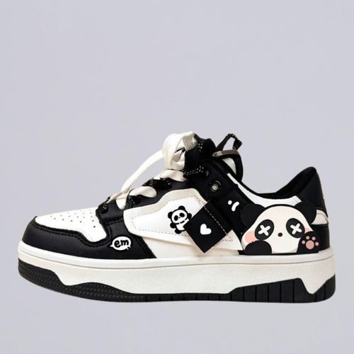 Sparkly Eyed Panda Chunky Black Shoes - Unisex Bobo's House M 3.5 | W 5.5 | EU 36 