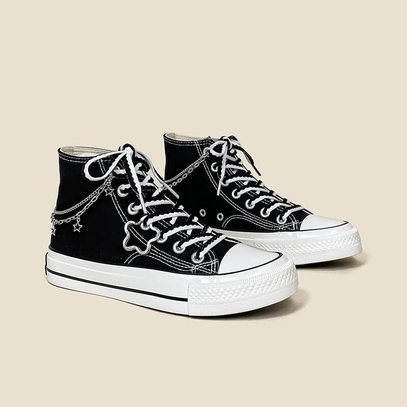 Starry Night Black High Top Canvas Shoes - Unisex 0 Bobo&#39;s House 