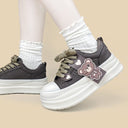Stitched Teddy Chocolate Chunky Platform Sneakers – Women's Bear Bobo's House 