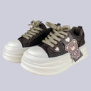Stitched Teddy Chocolate Chunky Platform Sneakers – Women's Bear Bobo's House 