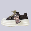 Stitched Teddy Chocolate Chunky Platform Sneakers – Women's Bear Bobo's House US 5 | EU 35 