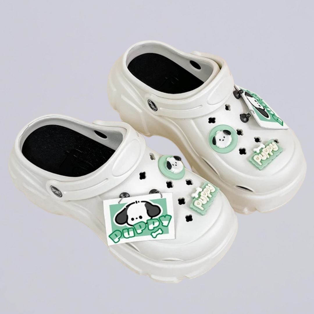 Summer Green Puppy Chunky Slip on Outdoor Clogs - Women's Bobo's House 