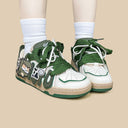 Super Shy Dino Cat Chunky Green Sneakers - Unisex Dinosaur Bobo's House 