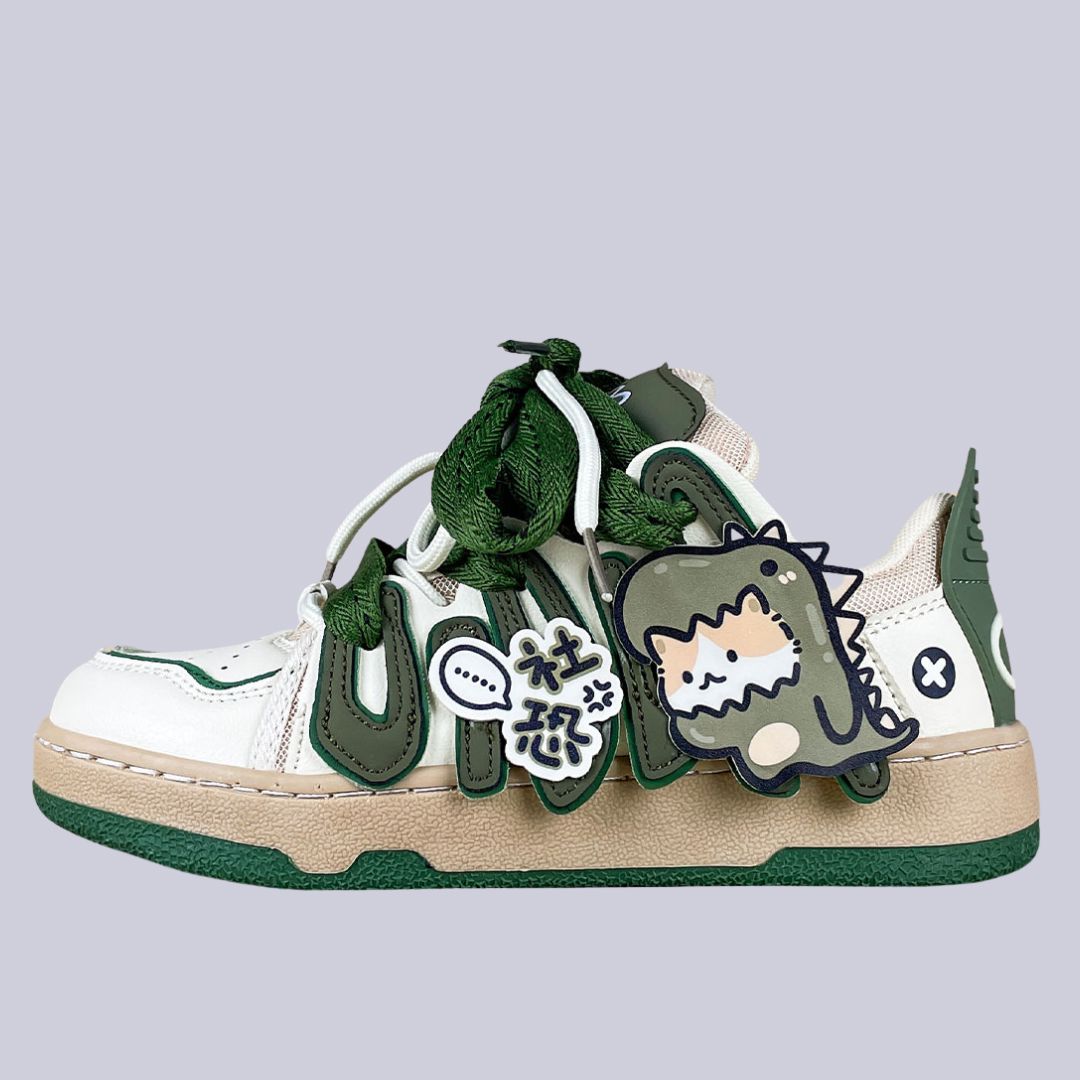 Super Shy Dino Cat Chunky Green Sneakers - Unisex Dinosaur Bobo's House M 3.5 | W 5.5 | EU 36 
