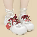Sweet Escape Strawberry Charm White Mesh Sneakers – Women's Food Bobo's House 