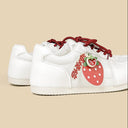 Sweet Escape Strawberry Charm White Mesh Sneakers – Women's Food Bobo's House 