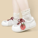 Sweet Escape Strawberry Charm White Mesh Sneakers – Women's Food Bobo's House 