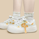 Sweet Orange Crush Embroidered Chunky Sneakers - Women's Food Bobo's House 