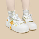 Sweet Orange Crush Embroidered Chunky Sneakers - Women's Food Bobo's House 