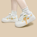 Sweet Orange Crush Embroidered Chunky Sneakers - Women's Food Bobo's House 