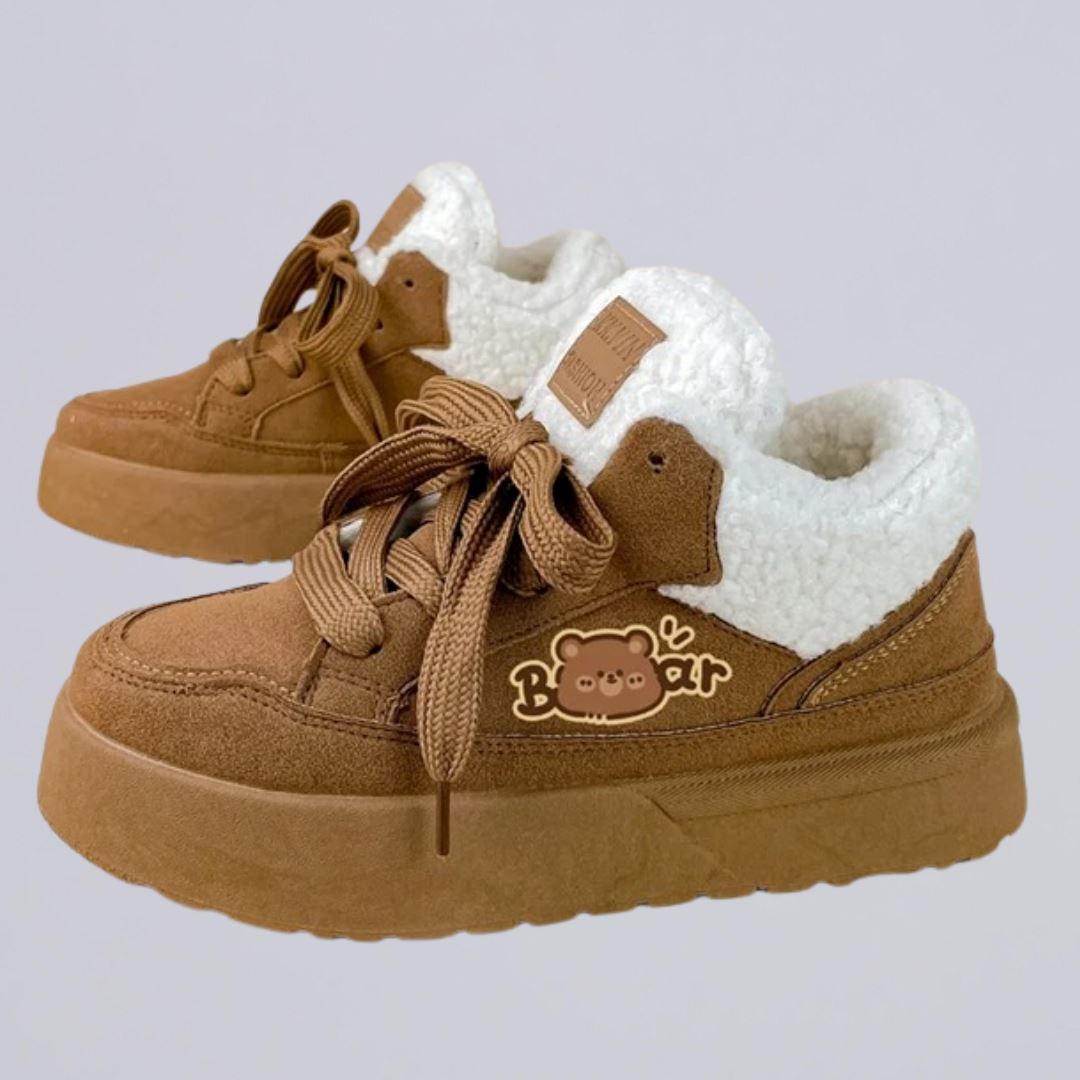 Ultra Chunky Brown Bear Plush Lined Sneakers - Women&#39;s Bobo&#39;s House US 5 | EU 35 