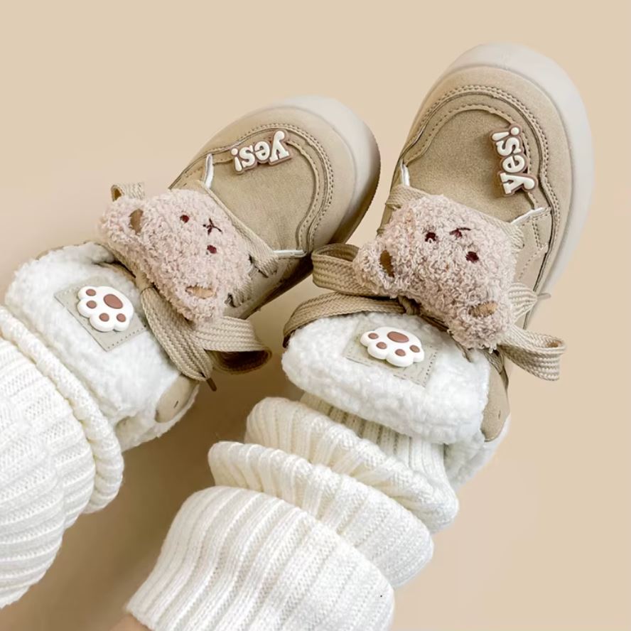 Ultra Chunky Plush Bear Beige Sneakers - Women&#39;s Bobo&#39;s House 