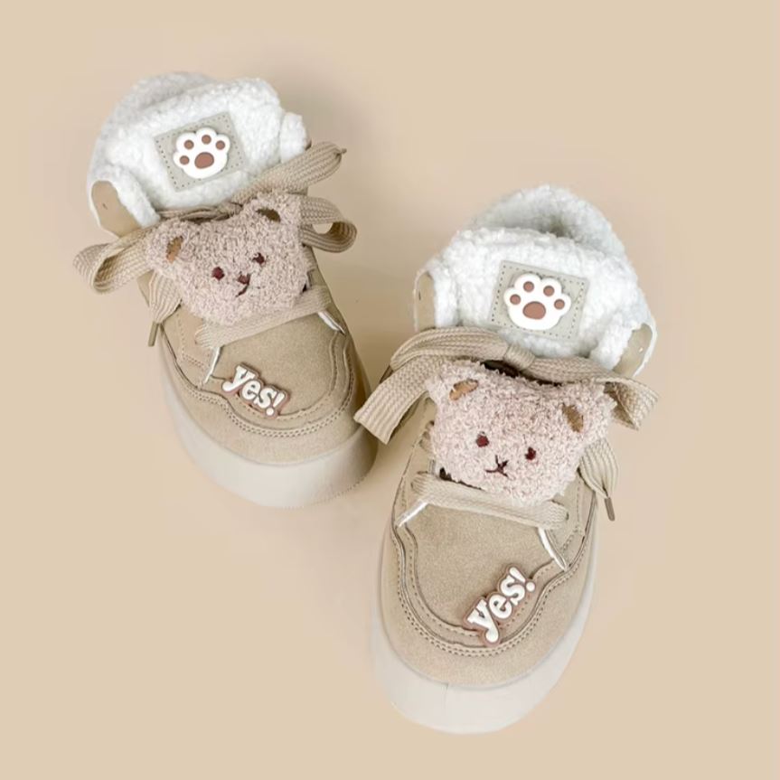 Ultra Chunky Plush Bear Beige Sneakers - Women&#39;s Bobo&#39;s House 