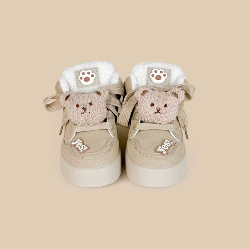 Ultra Chunky Plush Bear Beige Sneakers - Women&#39;s Bobo&#39;s House 