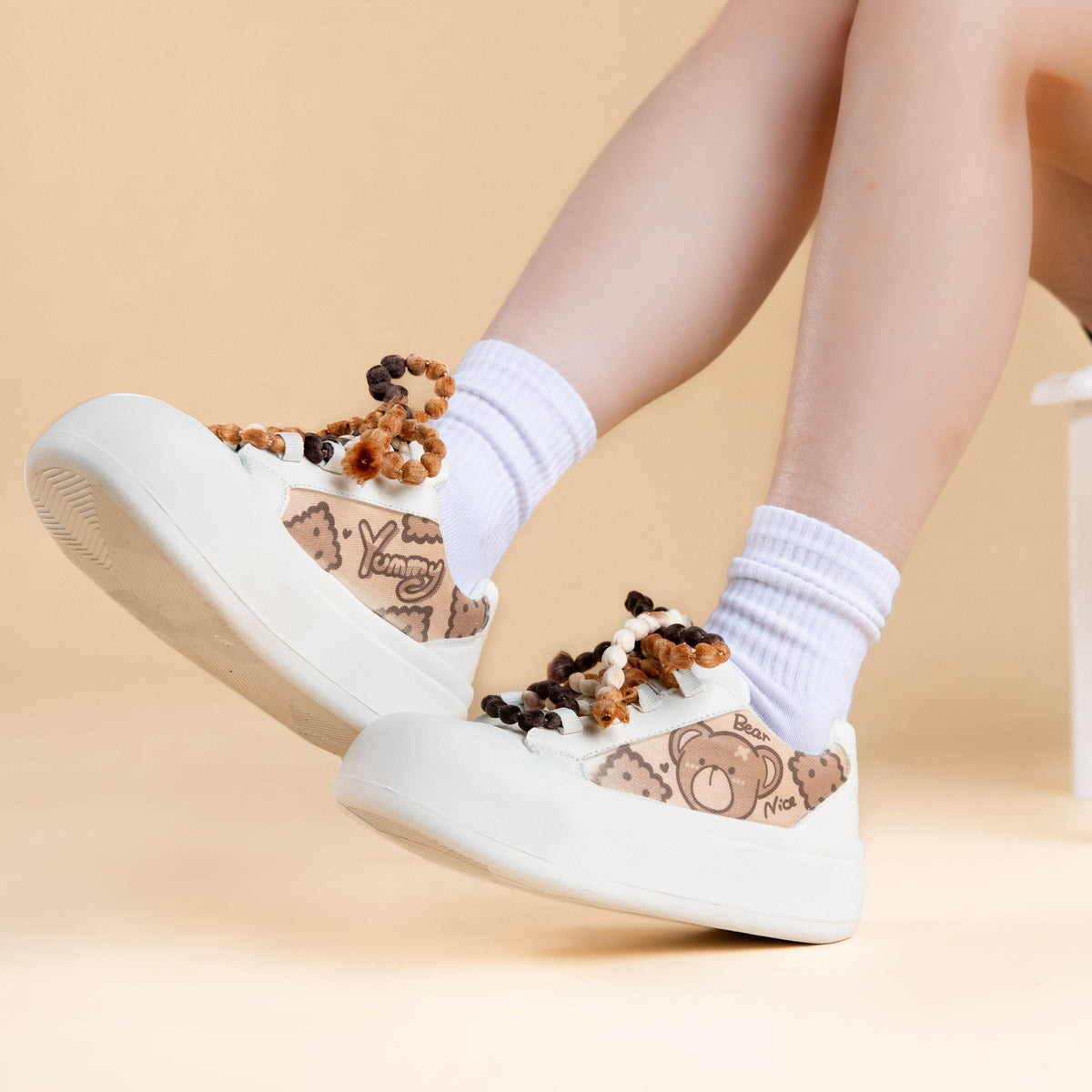 Ultra Chunky Sole Brown Bear Casual Sneakers - Women&#39;s Bobo&#39;s House 