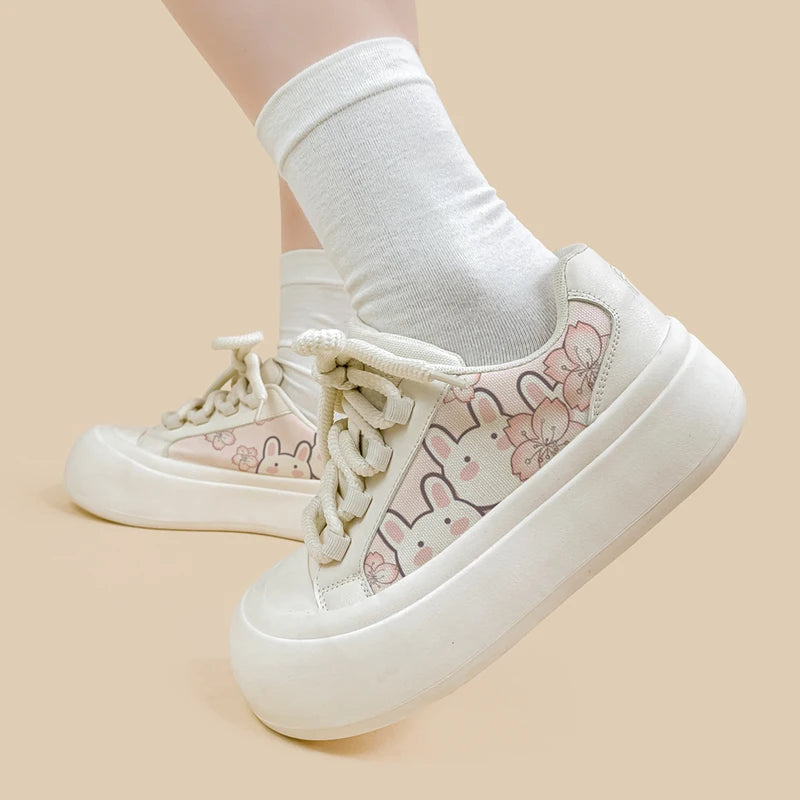 Ultra Chunky Sole Sakura Bunny Casual Sneakers - Women&#39;s Bobo&#39;s House 