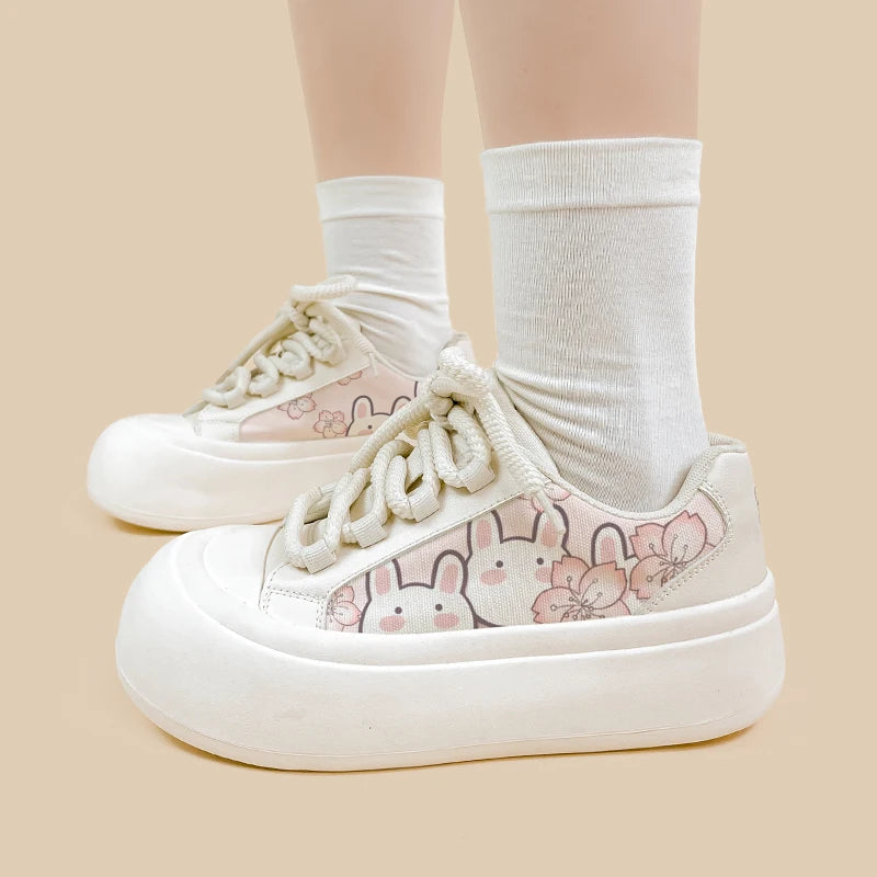 Ultra Chunky Sole Sakura Bunny Casual Sneakers - Women&#39;s Bobo&#39;s House 