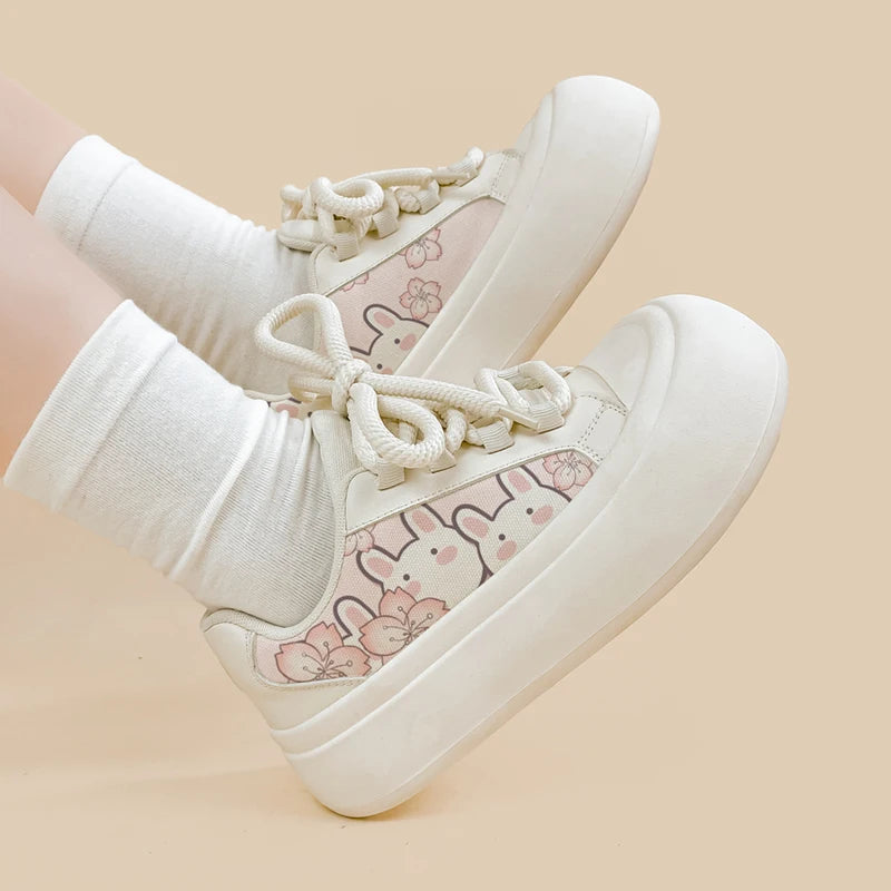 Ultra Chunky Sole Sakura Bunny Casual Sneakers - Women&#39;s Bobo&#39;s House 