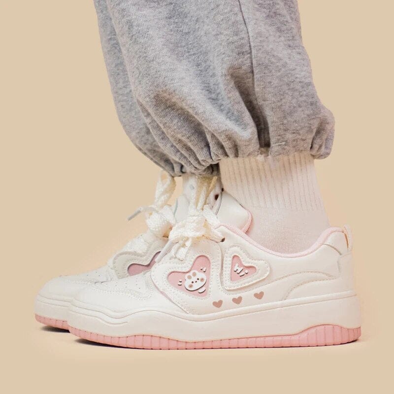 Ultra Friendly Bunny White and Pink Casual Sneakers - Women&#39;s Bobo&#39;s House 