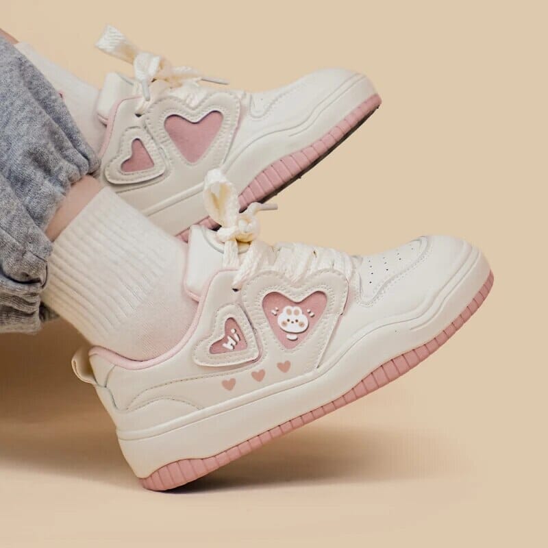 Ultra Friendly Bunny White and Pink Casual Sneakers - Women&#39;s Bobo&#39;s House 