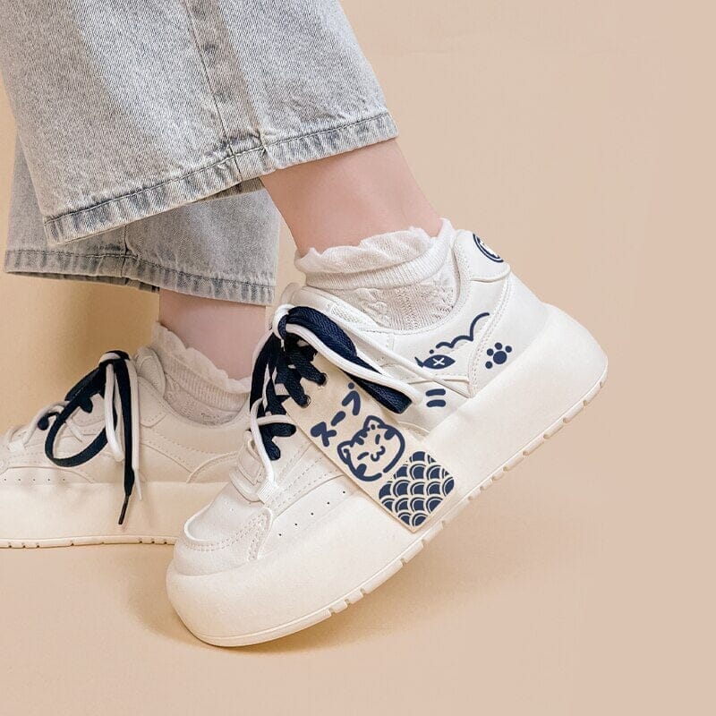 Ultra Kawaii Kitty Colorblock White Sneakers - Women&#39;s 0 Bobo&#39;s House 