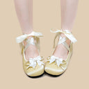 Ultra Pretty Butter Yellow Bunny Satin Ribbon Ballet Flats - Women's Bobo's House 