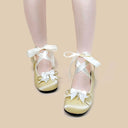 Ultra Pretty Butter Yellow Bunny Satin Ribbon Ballet Flats - Women's Bobo's House 