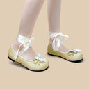 Ultra Pretty Butter Yellow Bunny Satin Ribbon Ballet Flats - Women's Bobo's House 