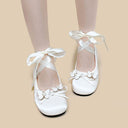 Ultra Pretty White Butterfly Satin Ribbon Ballet Flats - Women's Bobo's House 