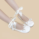 Ultra Pretty White Butterfly Satin Ribbon Ballet Flats - Women's Bobo's House 
