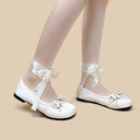 Ultra Pretty White Butterfly Satin Ribbon Ballet Flats - Women's Bobo's House 