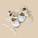 Ultra Pretty White Butterfly Satin Ribbon Ballet Flats - Women's Bobo's House 