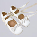 Ultra Pretty White Butterfly Satin Ribbon Ballet Flats - Women's Bobo's House US 5 | EU 35 