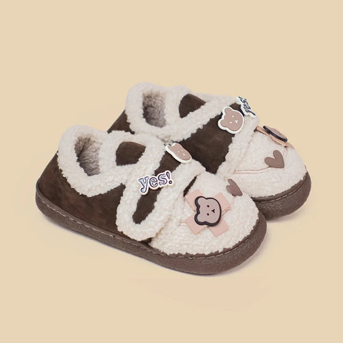 Ultra Soft Bear Charms Velcro Strap Plush Shoes - Women's Bobo's House US 5 | EU 35 