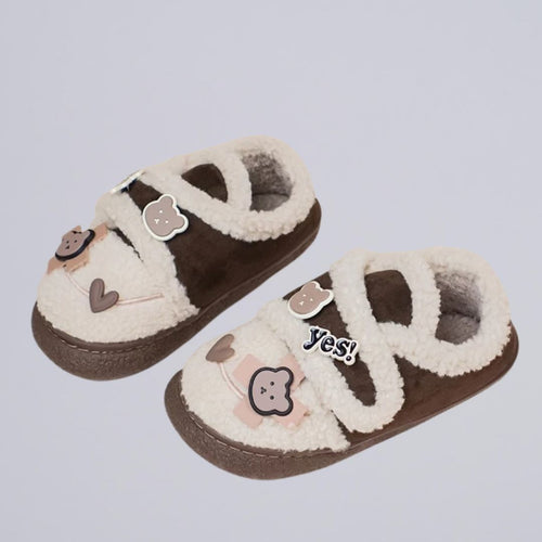 Ultra Soft Bear Charms Velcro Strap Plush Shoes - Women's Bobo's House US 5 | EU 35 