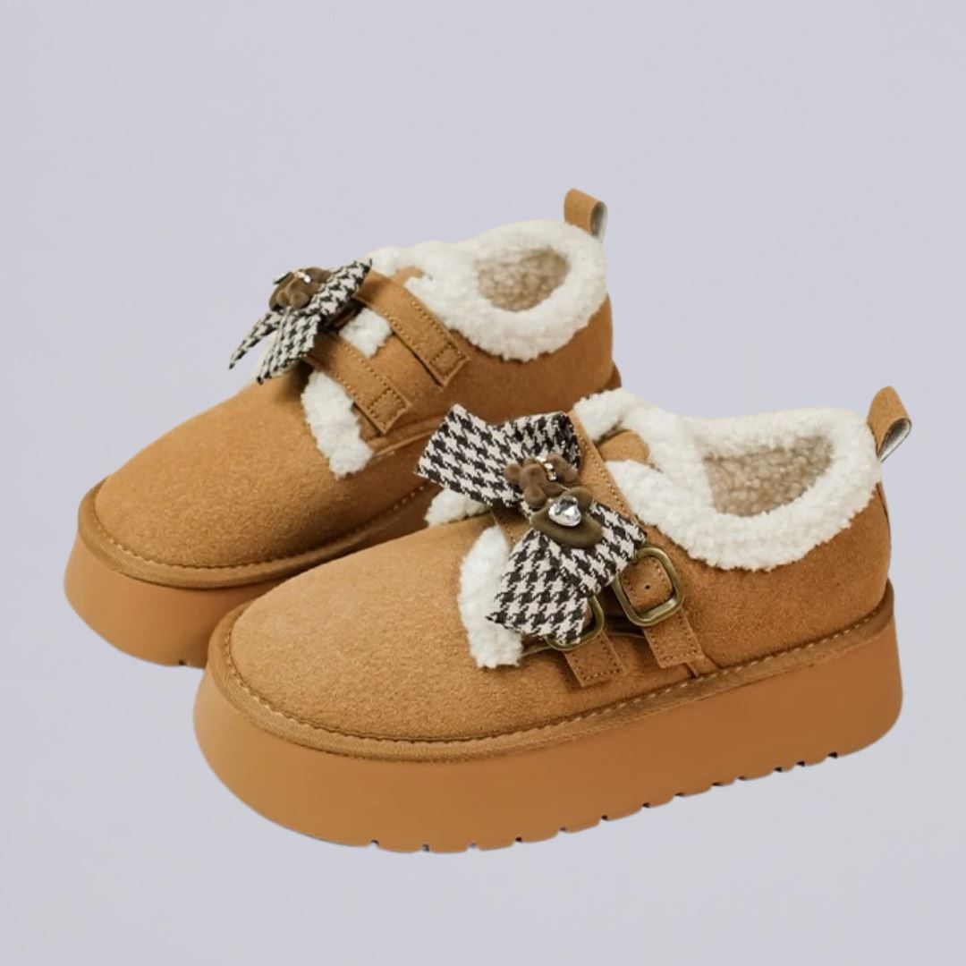 Ultra Soft Bears and Bows Buckle Plush Booties - Women&#39;s Bobo&#39;s House US 5 | EU 35 