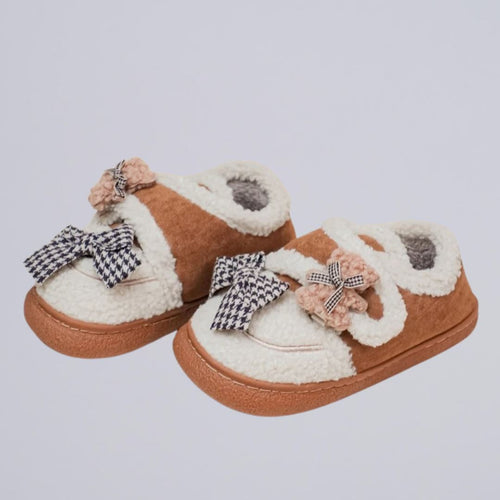 Ultra Soft Bears and Bows Velcro Strap Plush Shoes - Women's Bobo's House US 5 | EU 35 