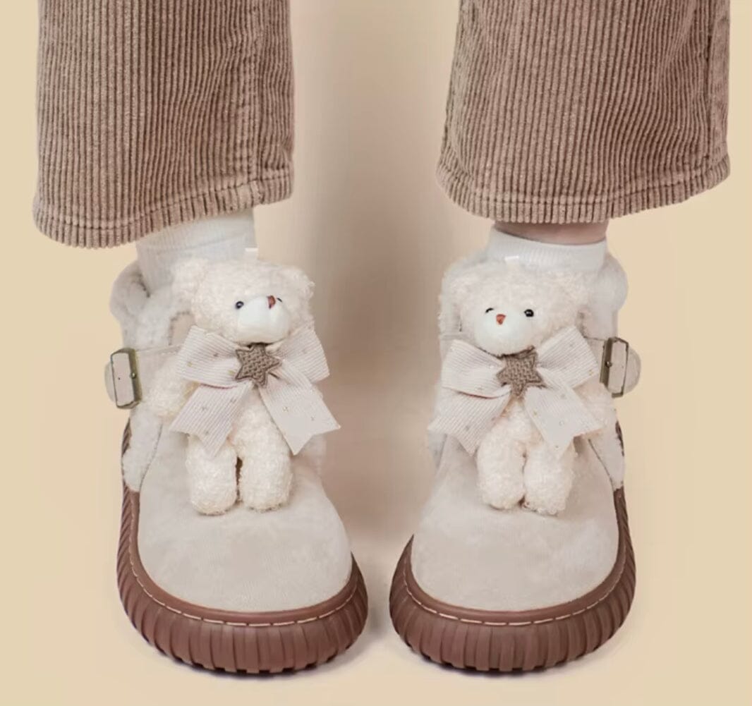 Ultra Soft Plush Teddy Bear Ankle Boots - Women&#39;s Bobo&#39;s House 