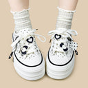 Y2K Heart Bunny Polka Dot Platform Canvas Sneakers – Women's Bunny Bobo's House 