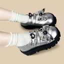 Y2K Silver Bow Dark Kawaii Chunky Mary Jane – Women's Ghost Bobo's House 