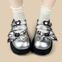 Y2K Silver Bow Dark Kawaii Chunky Mary Jane – Women's Ghost Bobo's House 