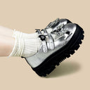 Y2K Silver Bow Dark Kawaii Chunky Mary Jane – Women's Ghost Bobo's House 